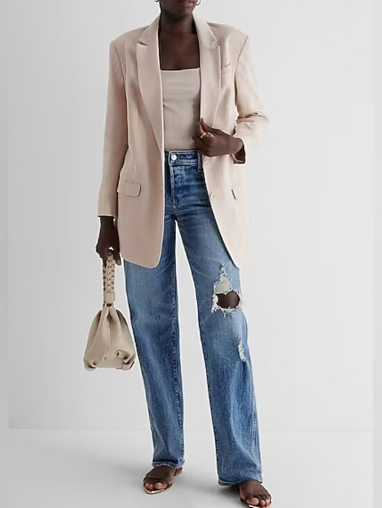 Express Jackets & Blazers - Express NWT Cream Boyfriend Lined Blazer Misses Size XL